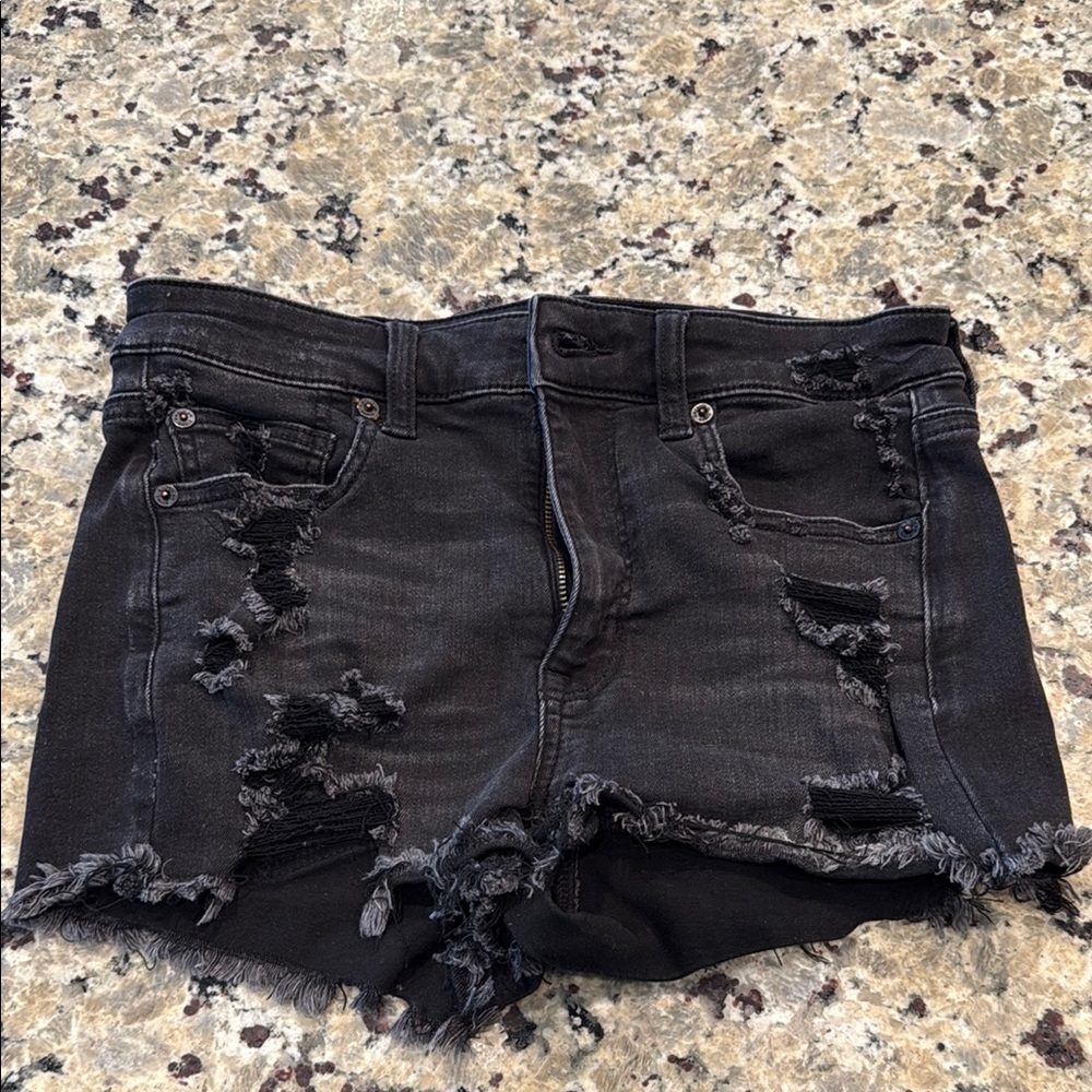 American Eagle Outfitters Black Distressed Jean Shorts